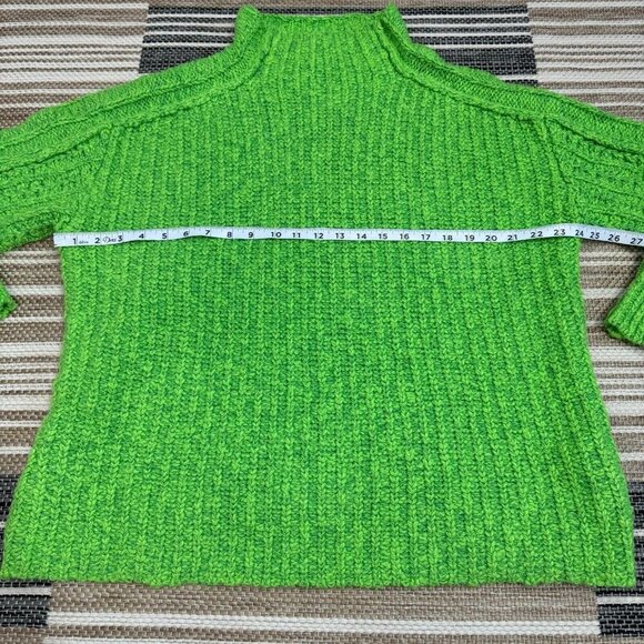 Free People Women's Everyday Cotton Mock Neck Chunky Sweater Green Size Medium - Picture 10 of 11